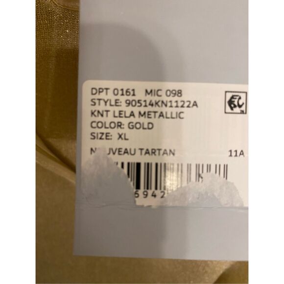 NWT Antonio Melani Gold Metallic Thread Satin Tie Sweater Sz XL Holidays High Nk - Picture 10 of 13